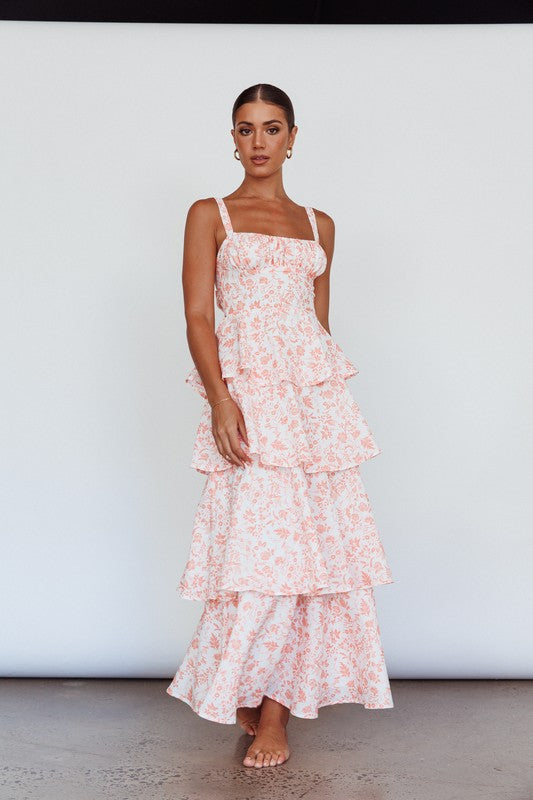 TIE UP TIERED SKIRT MAXI DRESS