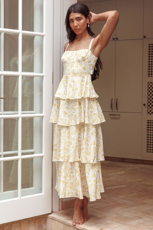 TIE UP TIERED SKIRT MAXI DRESS