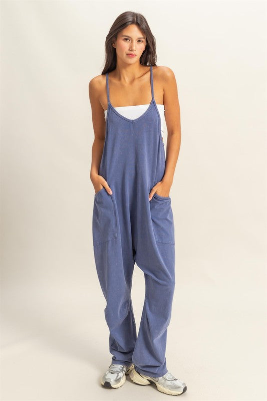 Relaxed Fit Mineral Washed Jumpsuit