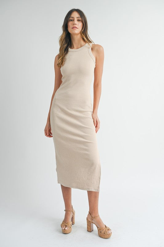 BODYCON RIBBED MIDI DRESS