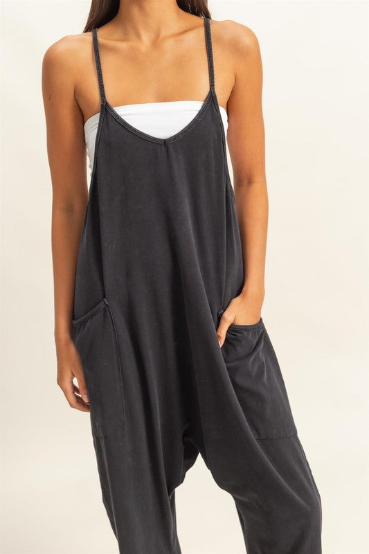 Relaxed Fit Mineral Washed Jumpsuit