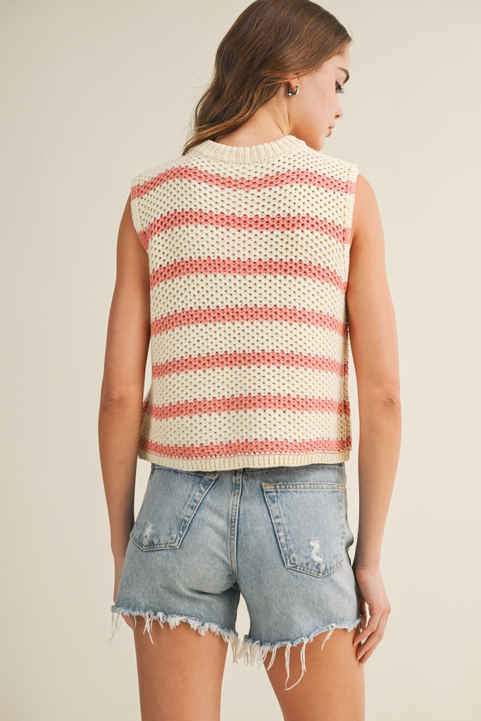 Waffle Weave Daydream Stripe Knit Vest