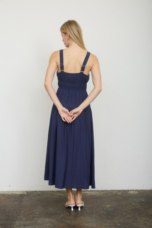 Front Tie Keyhole Detail Sleeveless Midi Dress