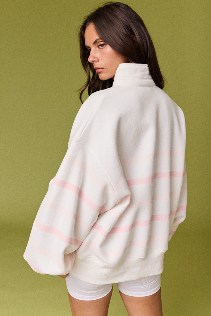 Striped Mock Neck Pullover