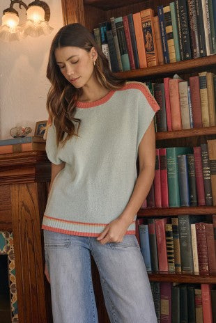 Stripe Colorblock Dolman Sleeve Sweater