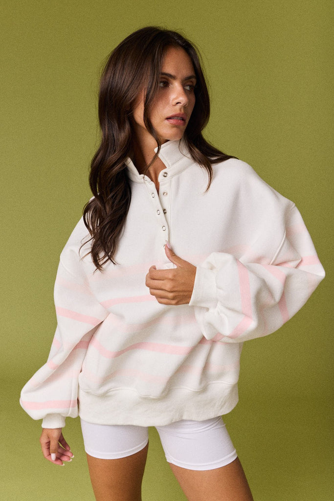 Striped Mock Neck Pullover