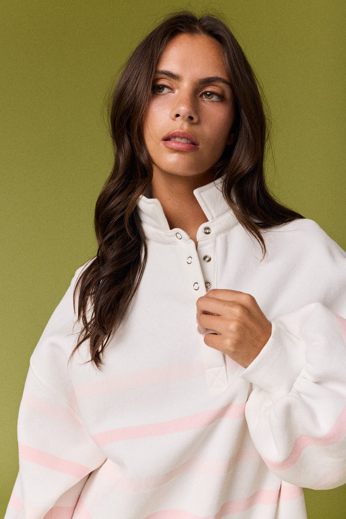 Striped Mock Neck Pullover