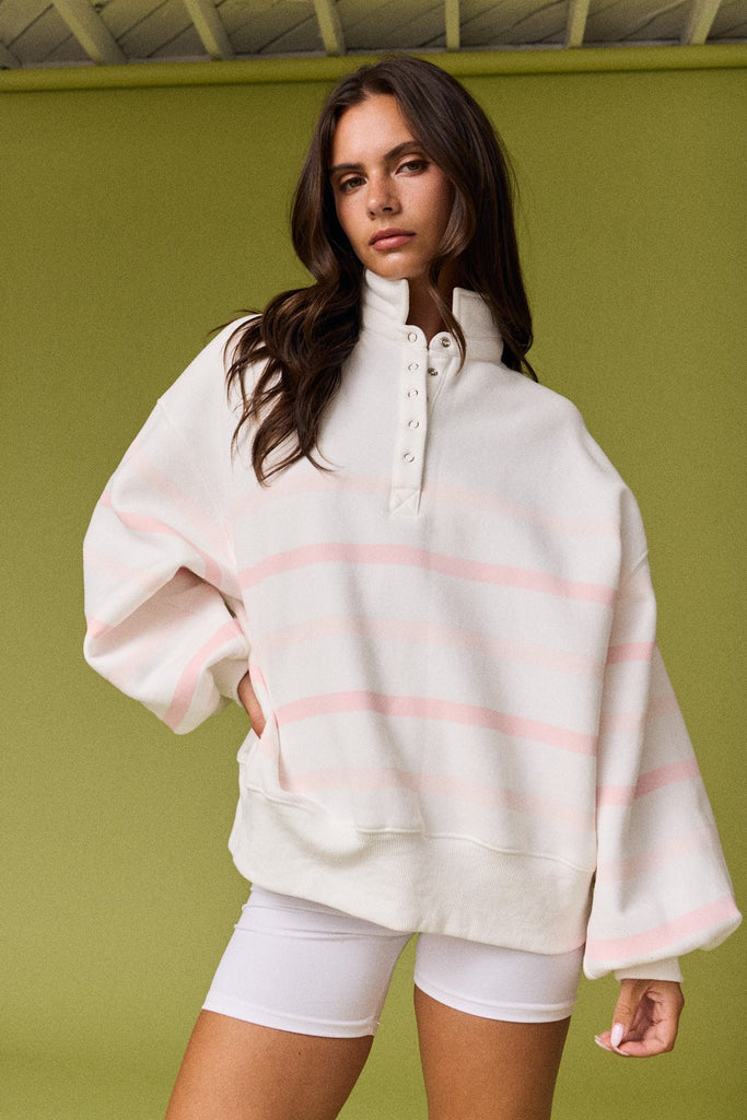 Striped Mock Neck Pullover