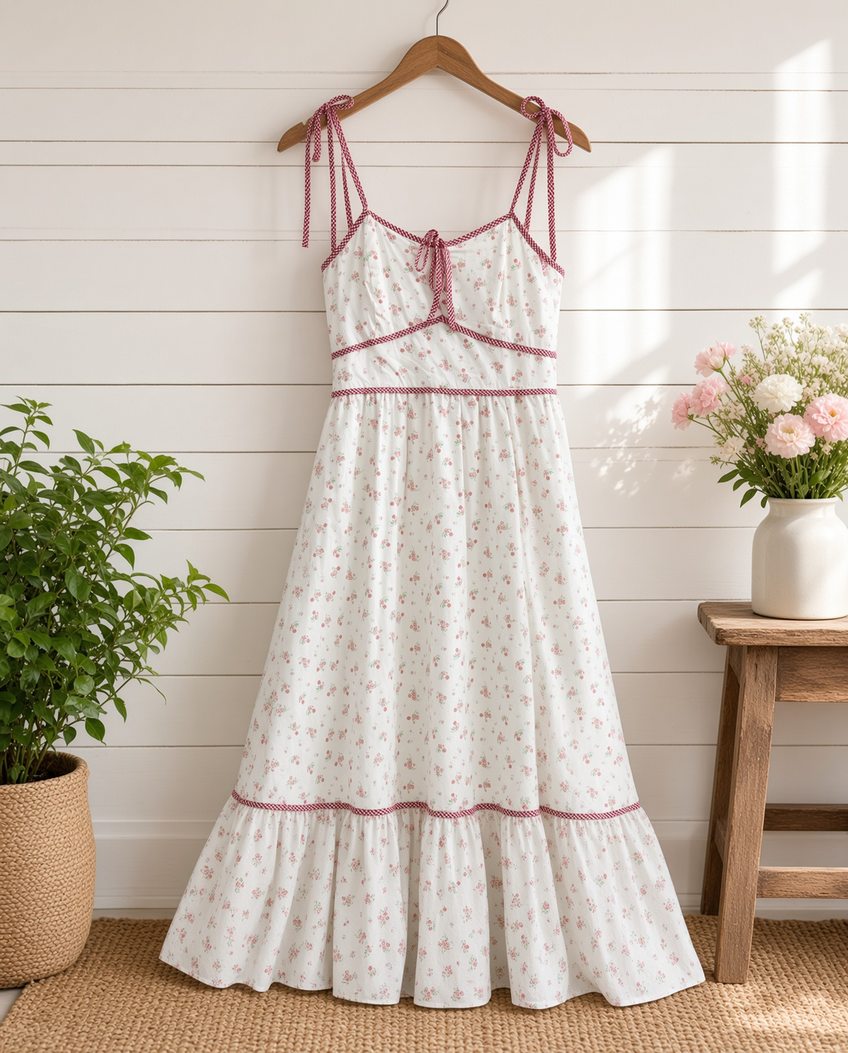 Floral Tie Strap Midi Summer Sundress