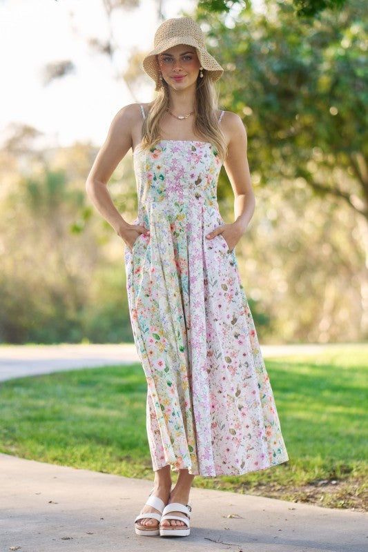 Mixed Floral Midi Dress