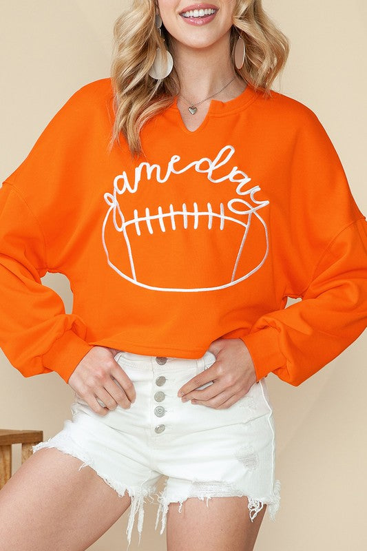 Game Day Lettering Rugby Cropped Sweatshirt