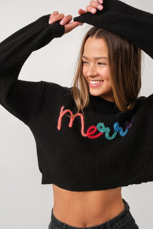 Emma Loose Fit Cropped Merry Knit Pullover