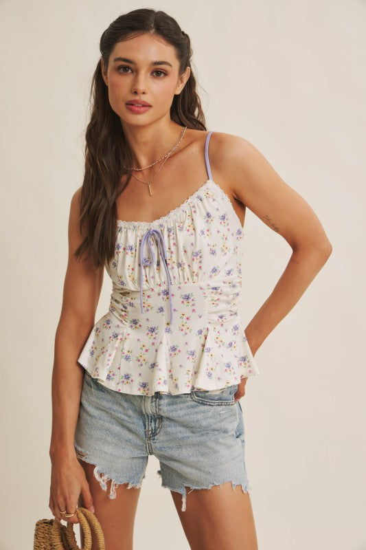 Exclusive Print Stretchy Brushed Knit Peplum Top