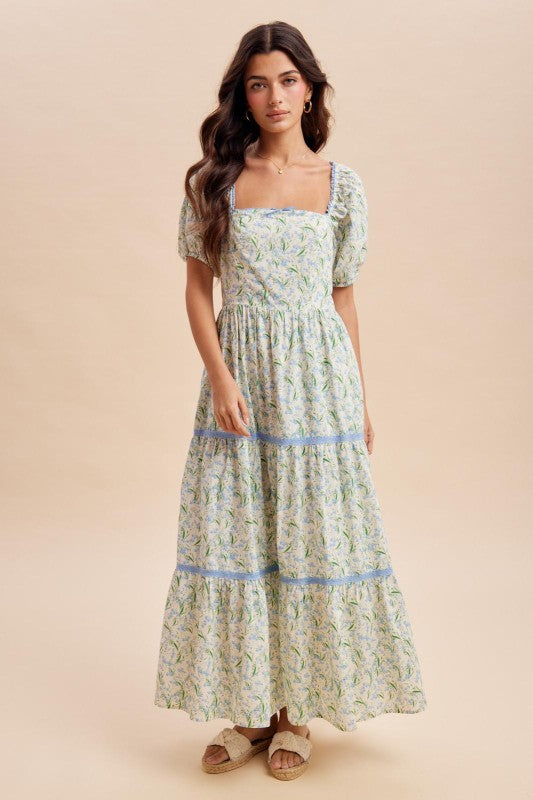 Floral Square Neck Maxi Dress
