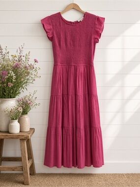 Smocked Tiered Midi Dress
