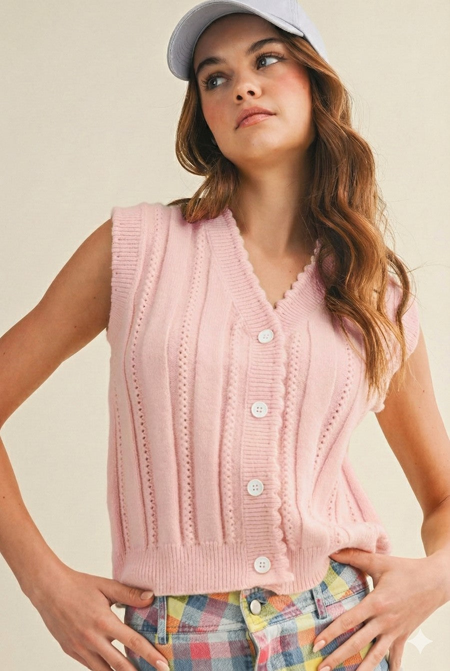 Soft Horizon Cable Knit Button Vest