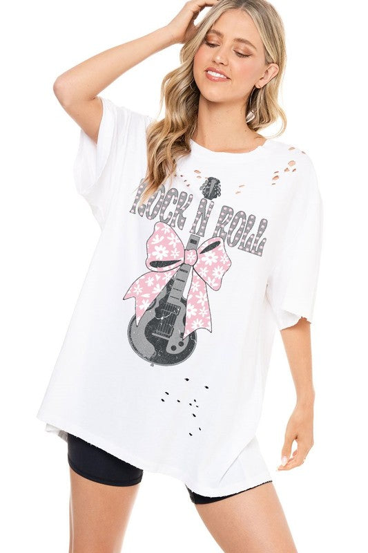 'PUFF' BOW RIBBON ROCK N ROLL GRAPHIC TEE