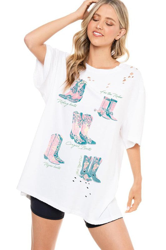 TYPES OF COWGIRL BOOTS GRAPHIC TEE