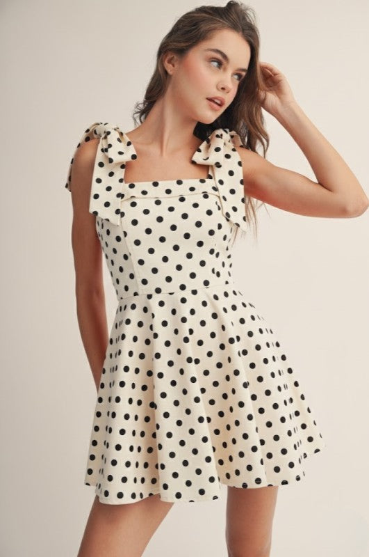 Ruffle Sweetheart Mini Dress Bow Tie Strap