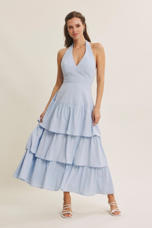 Bridal Moment Cascade Tiered Ruffles Maxi Dress