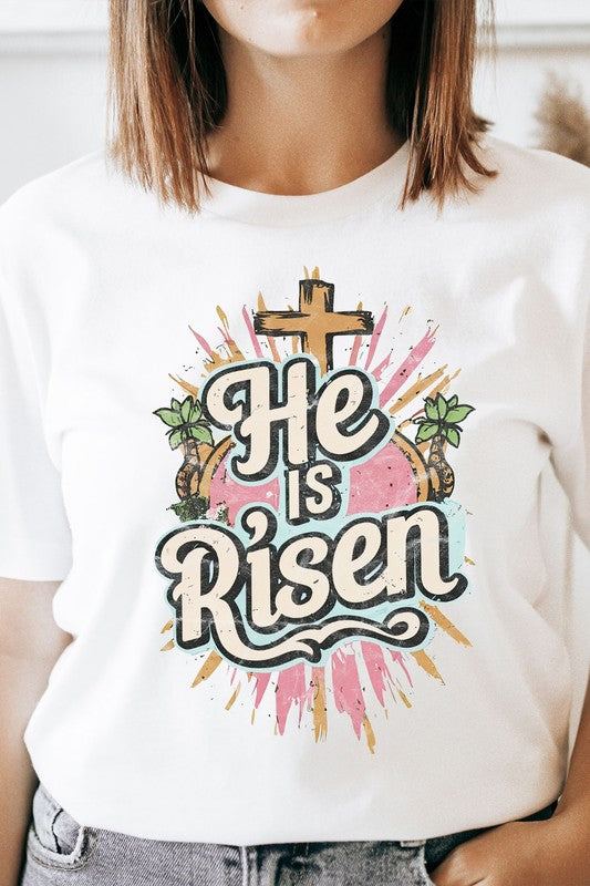 He Is Risen Vintage Basic Graphic Tee