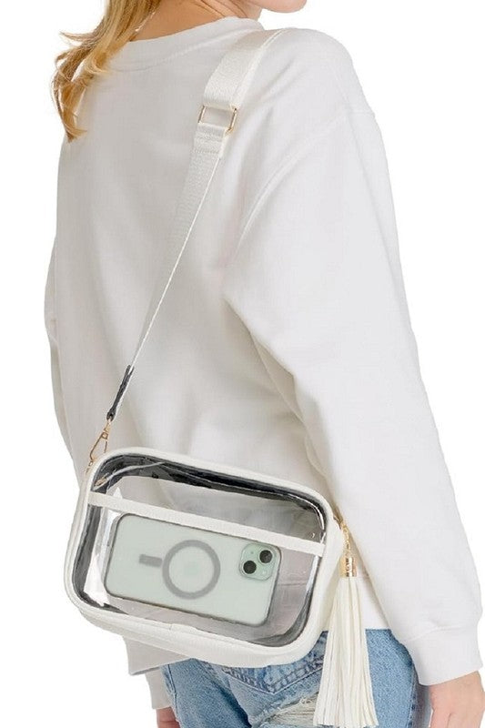 STADIUM CLEAR PU CROSSBODY SHOULDER CAMERA BAG