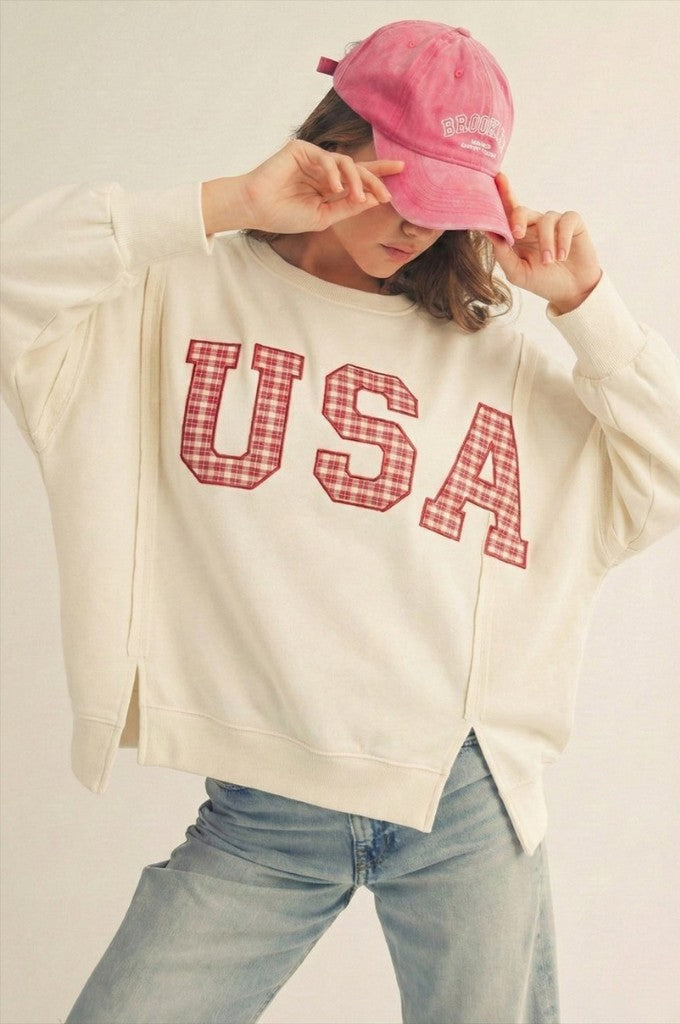 4th Of July Patch Beloved Pullover Sweatshirt
