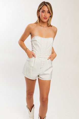 TUBE DENIM ROMPER