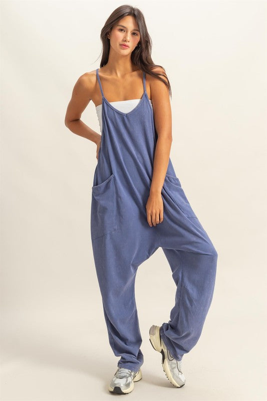 Relaxed Fit Mineral Washed Jumpsuit