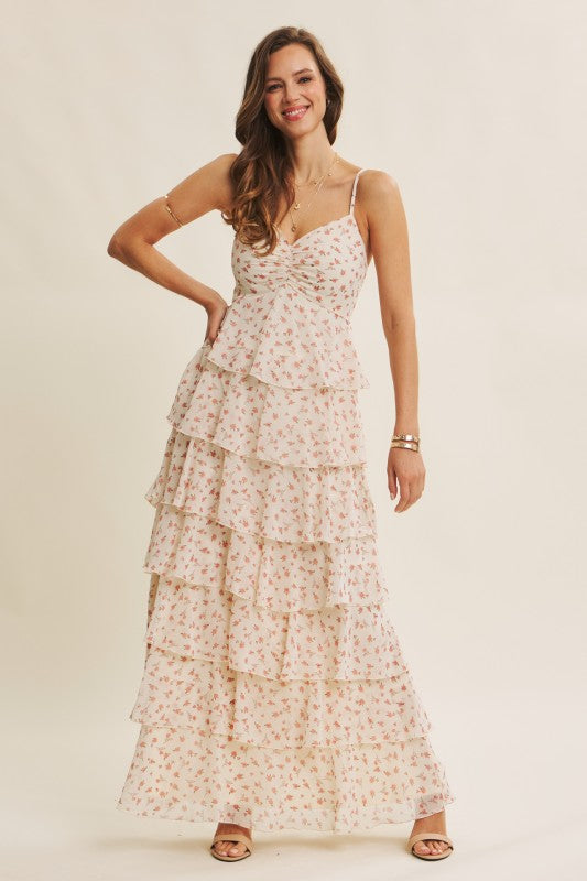 Ultra Flattering Floral Tiered Smocked Maxi Dress