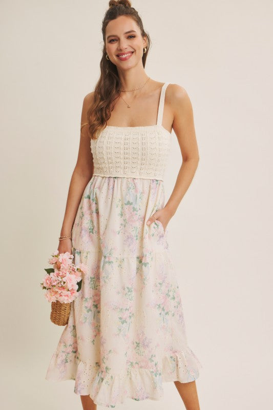 Dreamiest Crochet Twofer Midi Dress With Eyeelt