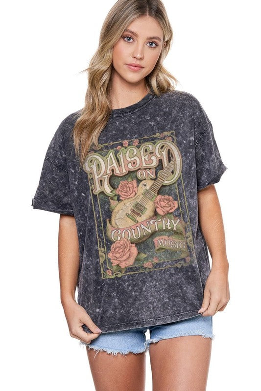 RAISED ON COUNTRY MUSIC GRAPHIC TEE