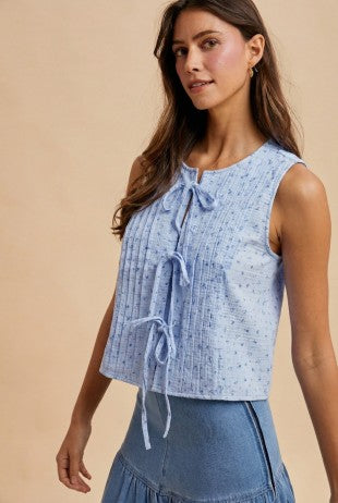 Ditsy Floral Cotton Blouse With Front Tie