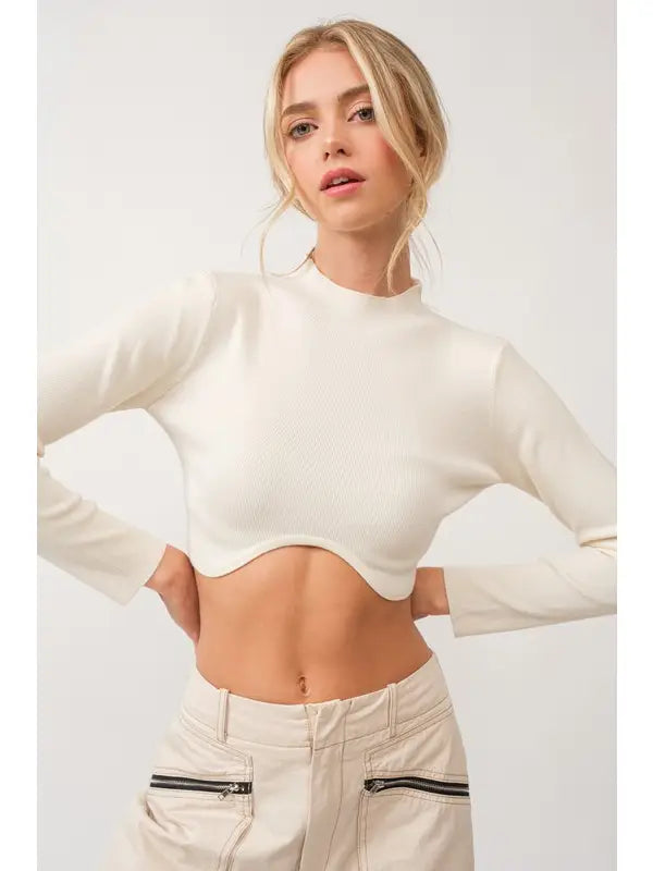 Remi long sleeve button slim fit crop top