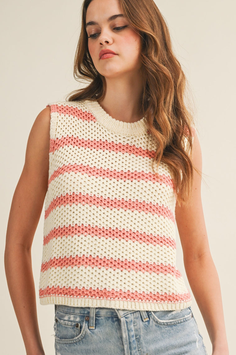 Waffle Weave Daydream Stripe Knit Vest
