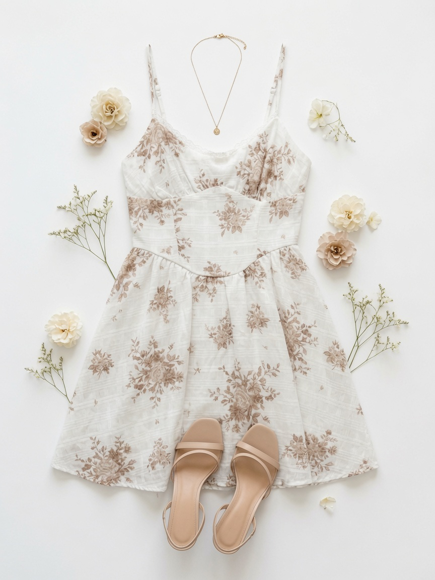 Floral Plaid Spaghetti Strap Corset Mini Dress