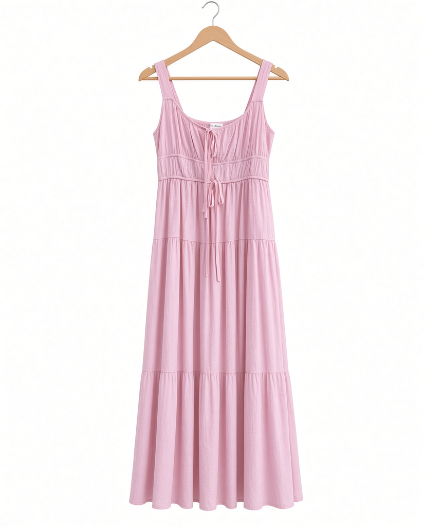 Front Tie Keyhole Detail Sleeveless Midi Dress