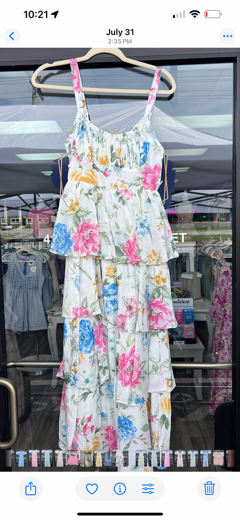 Floral Sleeveless Ruffle Tiered Skirt Midi Dress