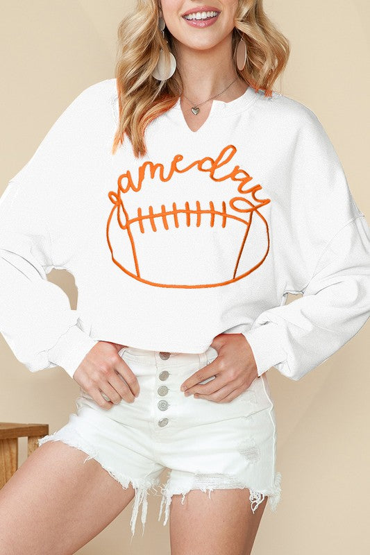 Game Day Lettering Rugby Cropped Sweatshirt