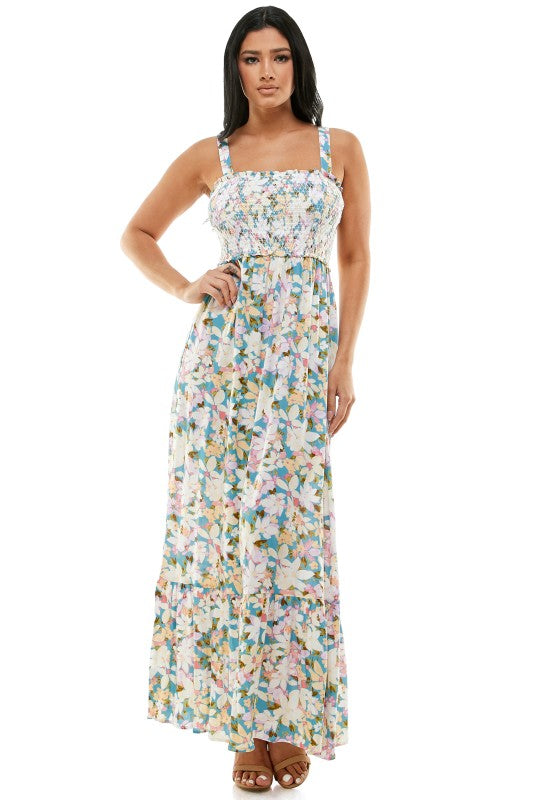 Meadow Bloom Sleeveless Floral Maxi Dress