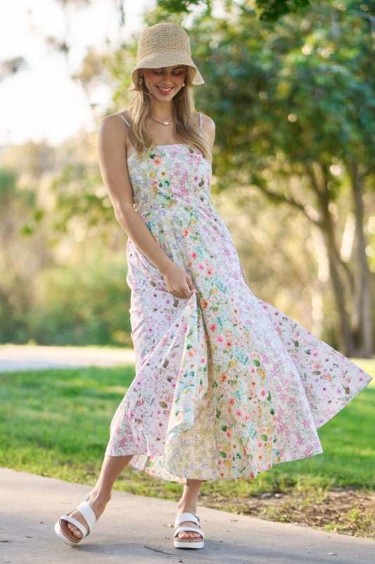 Mixed Floral Midi Dress