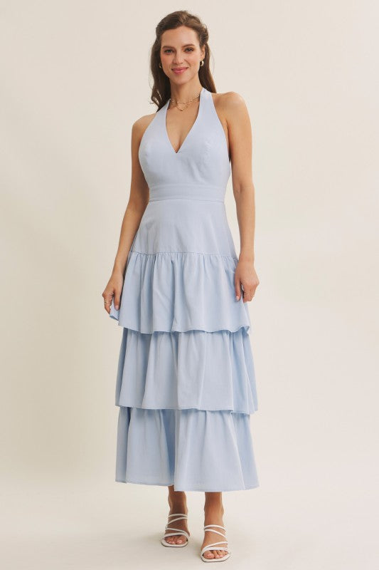 Bridal Moment Cascade Tiered Ruffles Maxi Dress