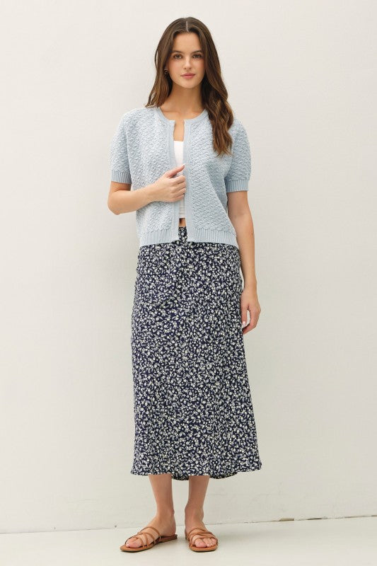 Textured Short Sleeve Cardigan