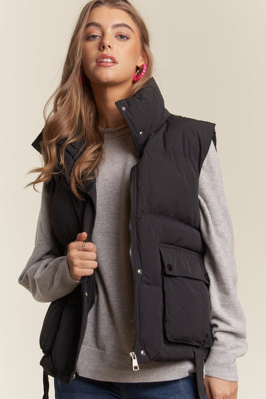 FRONT ZIP UP PUFFED UTILITY VEST
