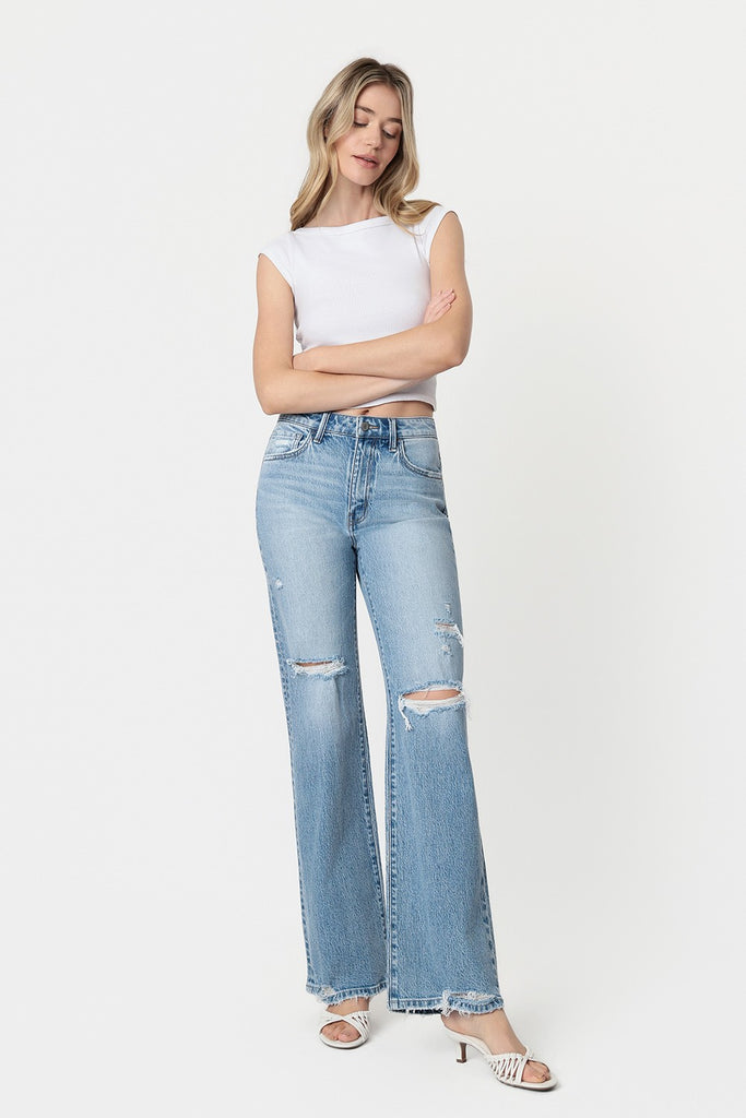 Super High Rise Distressed Vintage Flare Jeans