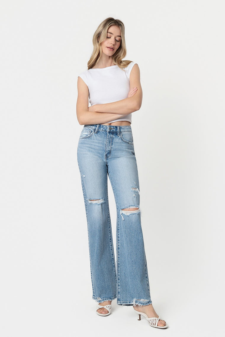 Super High Rise Distressed Vintage Flare Jeans