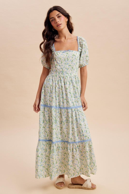 Floral Square Neck Maxi Dress