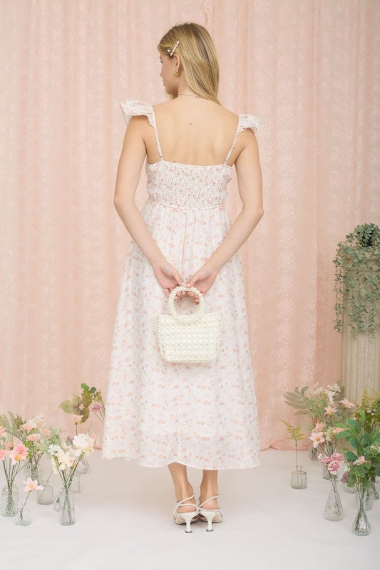 Floral Ruffle Strap Midi Dress