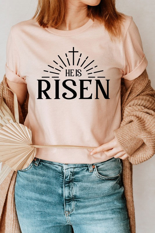 He Is Risen Easter Basic Graphic Tee