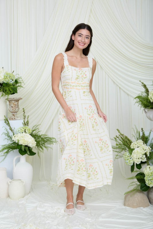 Floral Drop Waist Sleeveless Midi Dress